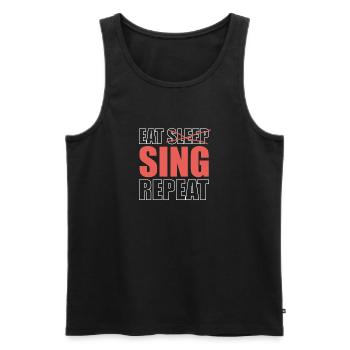 Manger dormir chanter répéter chemise - Débardeur bio Premium Homme - noir - Devant - Michal (187cm)