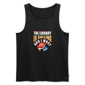 The Library Is Calling And I Must Go - Männer Premium Bio Tank Top - Schwarz - Vorne - Michal (187cm)