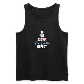 Manger Sommeil Réparer les dents Répéter Chemise Cadeau - Débardeur bio Premium Homme - noir - Devant - Michal (187cm)