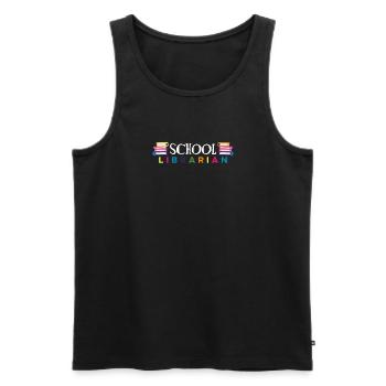 School Librarian Shirt Geschenk - Männer Premium Bio Tank Top - Schwarz - Vorne - AI Model Male 178 light (178cm)