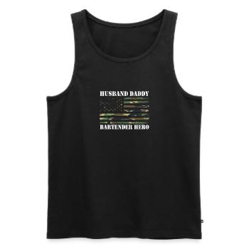 Husband Daddy Bartender Hero USA America Flag - Men's Premium Organic Tank Top - black - Front - Michal (187cm)