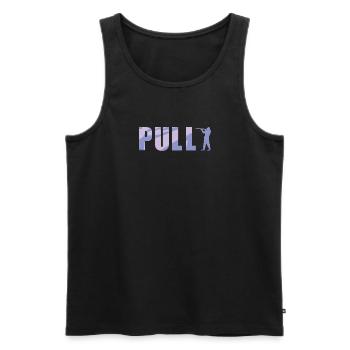 Pull Clay Pigeon Shooting Shirt Gift - Men's Premium Organic Tank Top - black - Front - AI Model Male 178 light (178cm)