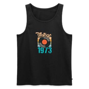 Chemise de disque vinyle vintage 50e anniversaire - Débardeur bio Premium Homme - noir - Devant - Michal (187cm)