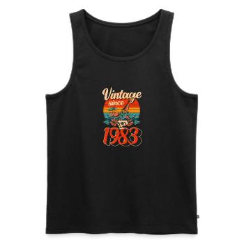 Vintage 40. Geburtstag Palmen Strand Urlaub - Männer Premium Bio Tank Top - Schwarz - Vorne - Michal (187cm)