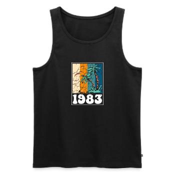 Vintage 40. Geburtstag Palmen Strand Urlaub - Männer Premium Bio Tank Top - Schwarz - Vorne - Michal (187cm)