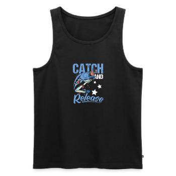 Catch And Release Shirt Angler Gift - Men's Premium Organic Tank Top - black - Front - AI Model Male 178 light (178cm)