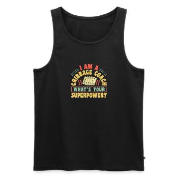 Je suis un cadeau de chemise de coach de cribbage - Débardeur bio Premium Homme - noir - Devant - AI Model Male 178 light (178cm)