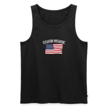 Mécanicien d’ascenseur USA Flag America Flag - Débardeur bio Premium Homme - noir - Devant - Michal (187cm)