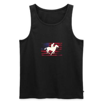USA Flag America Fahen Chemise de course de chevaux - Débardeur bio Premium Homme - noir - Devant - Michal (187cm)