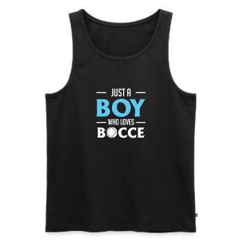 Just A Boy Who Loves Bocce - Männer Premium Bio Tank Top - Schwarz - Vorne - Michal (187cm)