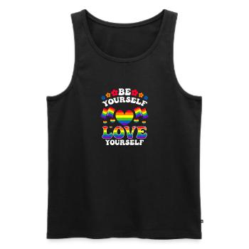 Cadeau de chemise LGBTQ+ Mois LGBT - Débardeur bio Premium Homme - noir - Devant - Michal (187cm)