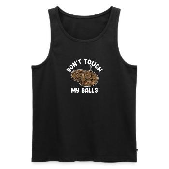 Berühre nicht meine Bälle - Männer Premium Bio Tank Top - Schwarz - Vorne - Michal (187cm)