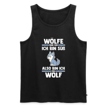 Tier Waldtier Wolf - Männer Premium Bio Tank Top - Schwarz - Vorne - AI Model Male 178 light (178cm)