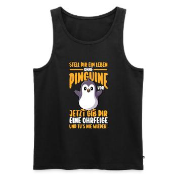 Pinguin - Männer Premium Bio Tank Top - Schwarz - Vorne - Michal (187cm)