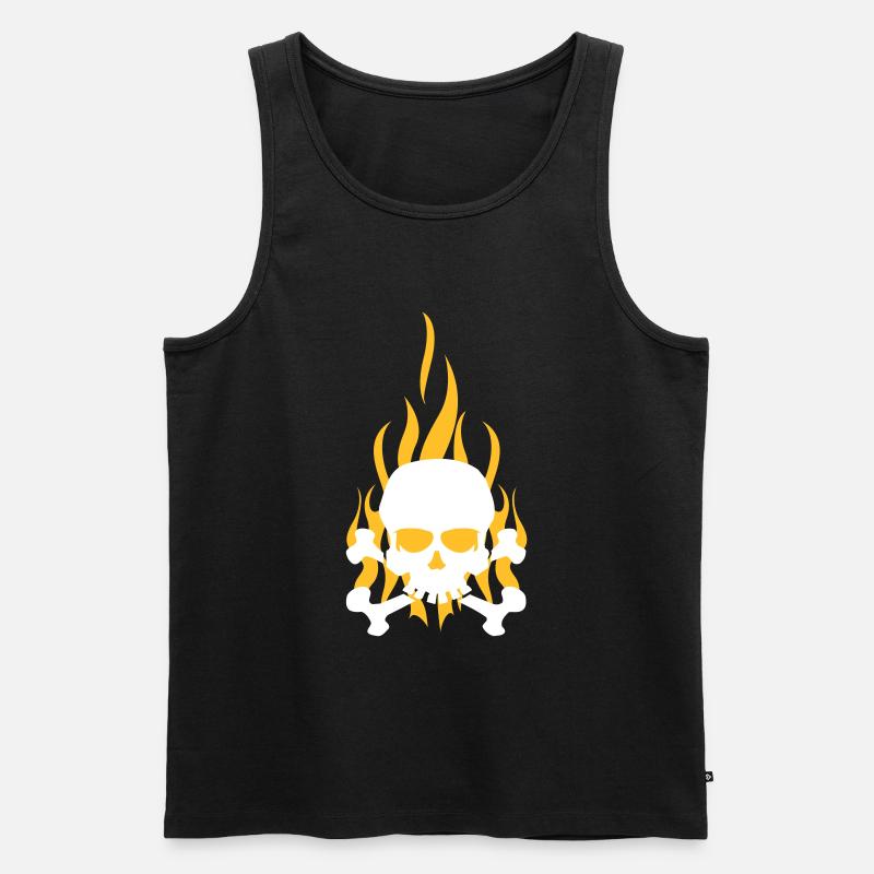 skull_flames - Männer Premium Bio Tank Top - Schwarz