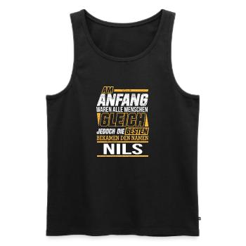 NILS - Die Besten - Männer Premium Bio Tank Top - Schwarz - Vorne - AI Model Male 178 light (178cm)