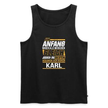 KARL - Die Besten - Männer Premium Bio Tank Top - Schwarz - Vorne - AI Model Male 178 light (178cm)