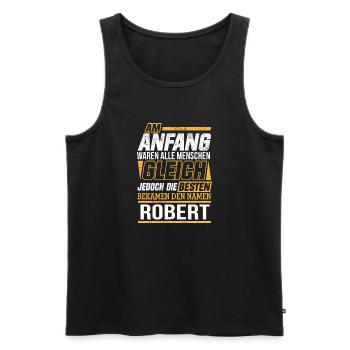 ROBERT - Die Besten - Männer Premium Bio Tank Top - Schwarz - Vorne - AI Model Male 178 light (178cm)