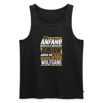 WOLFGANG - Die Besten - Männer Premium Bio Tank Top - Schwarz - Vorne - Michal (187cm)