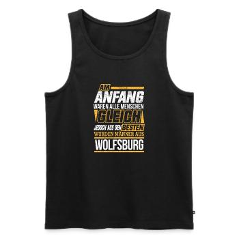 WOLFSBURG wo die Besten Männer herkommen - Männer Premium Bio Tank Top - Schwarz - Vorne - Michal (187cm)