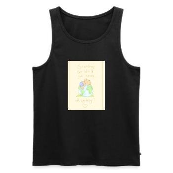 The world needs a big Hug - Men's Premium Organic Tank Top - black - Front - Michal (187cm)