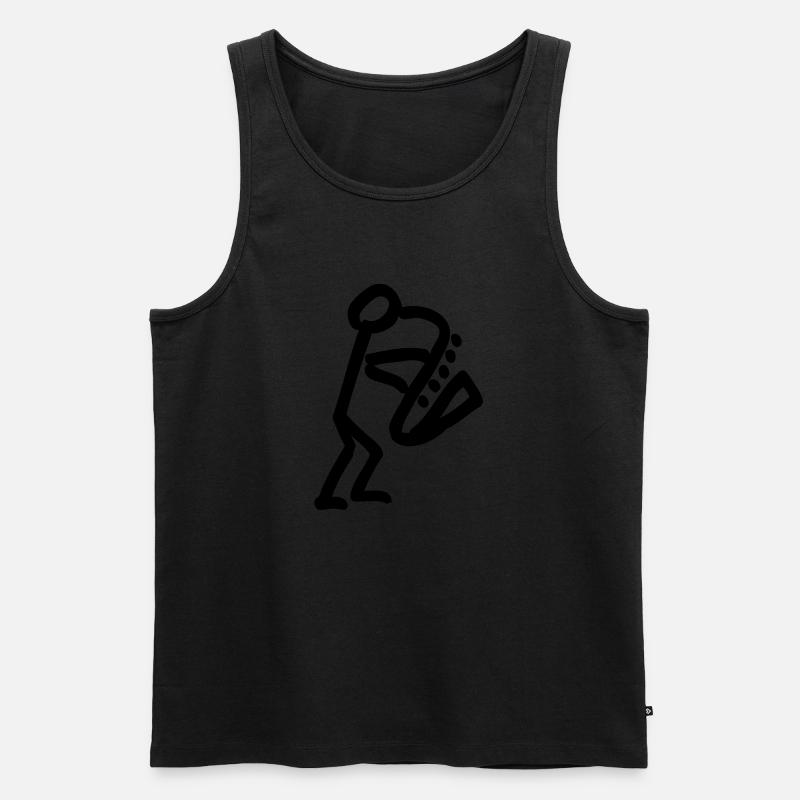 Musikant mit Saxophon - Männer Premium Bio Tank Top - Schwarz