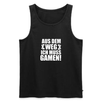 Aus dem Weg Gamer Shirt - Männer Premium Bio Tank Top - Schwarz - Vorne - Michal (187cm)