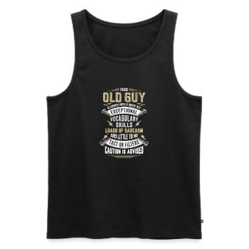 This Old Guy Is Armed With A Quick Wit - Men's Premium Organic Tank Top - black - Front - AI Model Male 178 light (178cm)