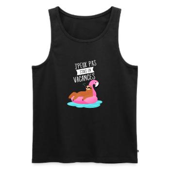 J'Peux Pas J'suis En Vacances Paresseux Flamant - Men's Premium Organic Tank Top - black - Front - AI Model Male 178 light (178cm)