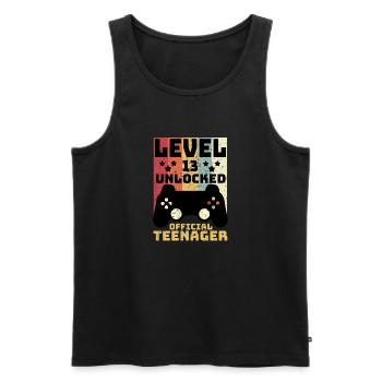 Level 13 Unlocked Official Teenager - Men's Premium Organic Tank Top - black - Front - Michal (187cm)