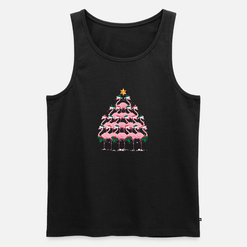 Weihnachtsbaum Flamingo - Männer Premium Bio Tank Top - Schwarz
