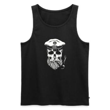 Captain Skull Sailor - Men's Premium Organic Tank Top - black - Front - Michal (187cm)