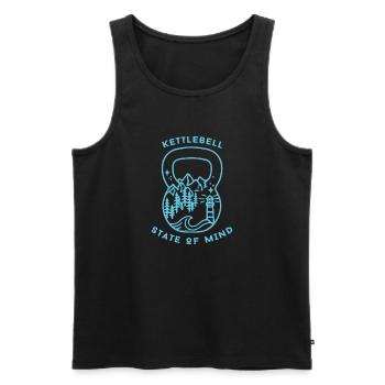 KB State of Mind ICE BLUE (thick letters) - Men's Premium Organic Tank Top - black - Front - Michal (187cm)