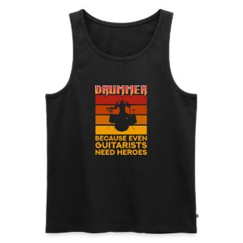 Drummer Because Even Guitarists Need Heroes - Men's Premium Organic Tank Top - black - Front - AI Model Male 178 light (178cm)