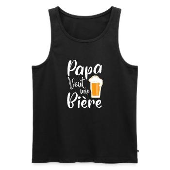 papa veut une bière - humour - Débardeur bio Premium Homme - noir - Devant - Michal (187cm)