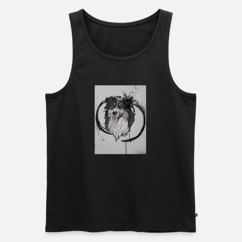 Gemälde Hund - Männer Premium Bio Tank Top - Schwarz