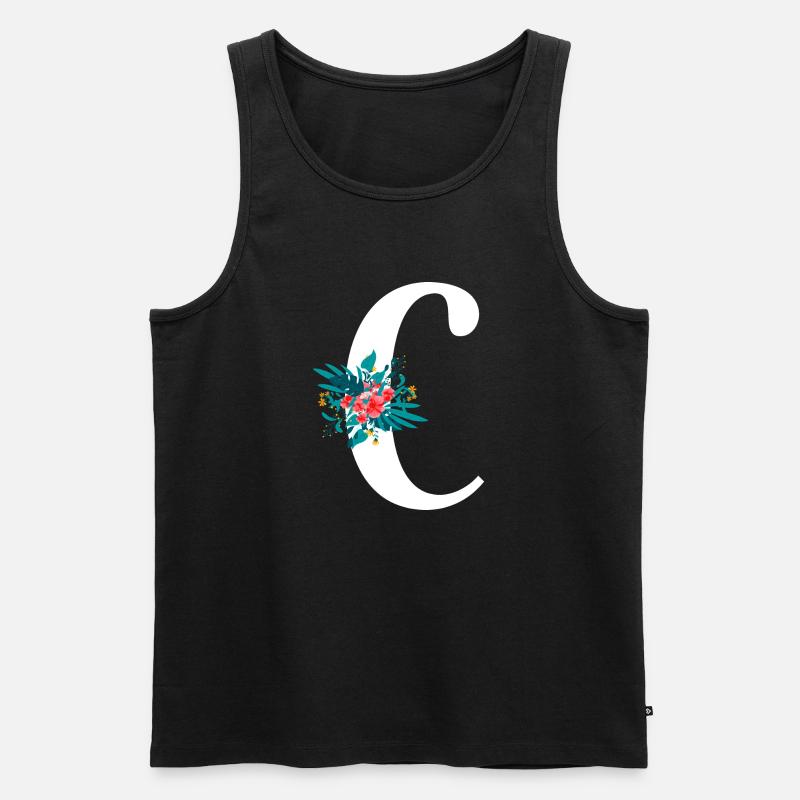 Buchstabe C blumig - Männer Premium Bio Tank Top - Schwarz