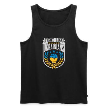 fight like ukrainians Zitat - Männer Premium Bio Tank Top - Schwarz - Vorne - Michal (187cm)