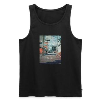 Vintage 90s Japan School Ride Painting Japan Lover - Men's Premium Organic Tank Top - black - Front - AI Model Male 178 light (178cm)