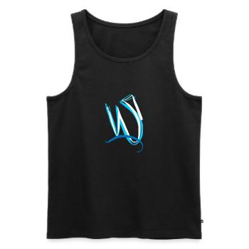 Blauweisse abstrakte Kunst - Männer Premium Bio Tank Top - Schwarz - Vorne - AI Model Male 178 light (178cm)