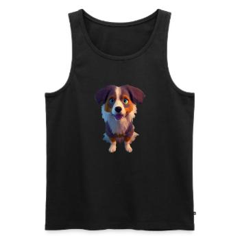 Chien australien - Berger australien - Débardeur bio Premium Homme - noir - Devant - Michal (187cm)