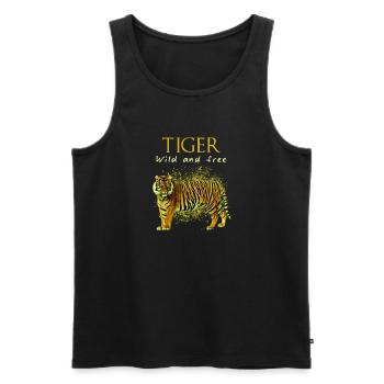 Tigre sauvage et libre - Débardeur bio Premium Homme - noir - Devant - AI Model Male 178 light (178cm)