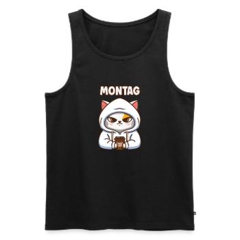 Montag ! Kaffee und Katzen Spruch Montag - Männer Premium Bio Tank Top - Schwarz - Vorne - Michal (187cm)