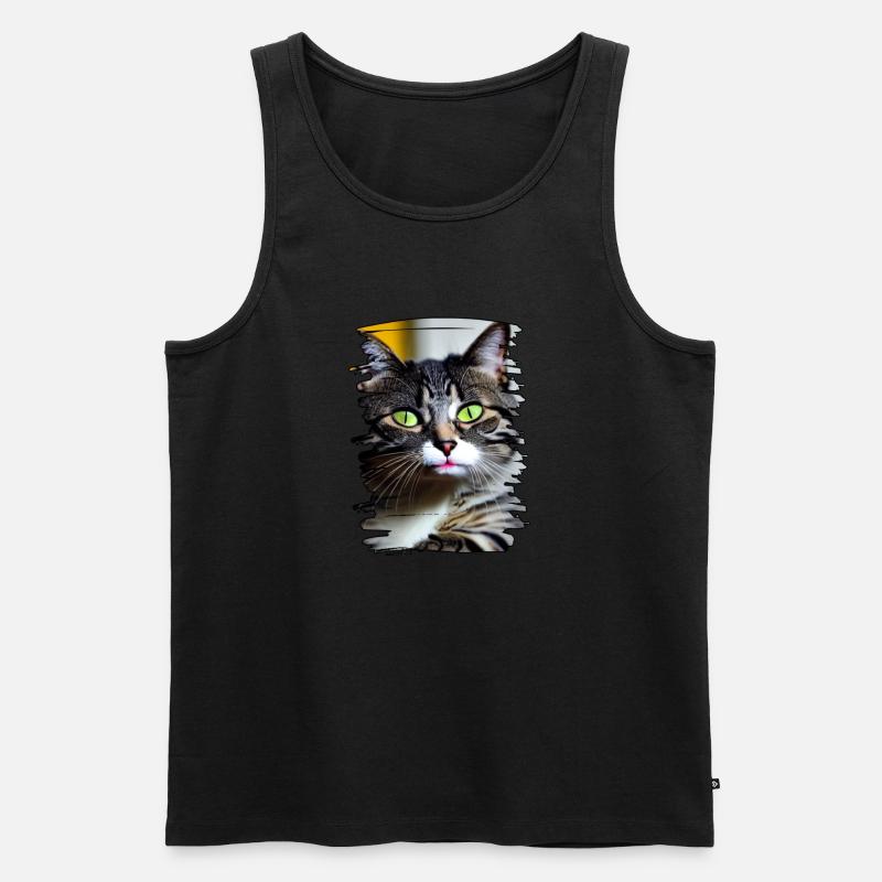 Katzengesicht - Männer Premium Bio Tank Top - Schwarz