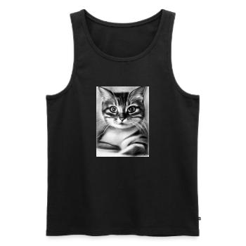 chat mignon en noir et blanc - Débardeur bio Premium Homme - noir - Devant - Michal (187cm)