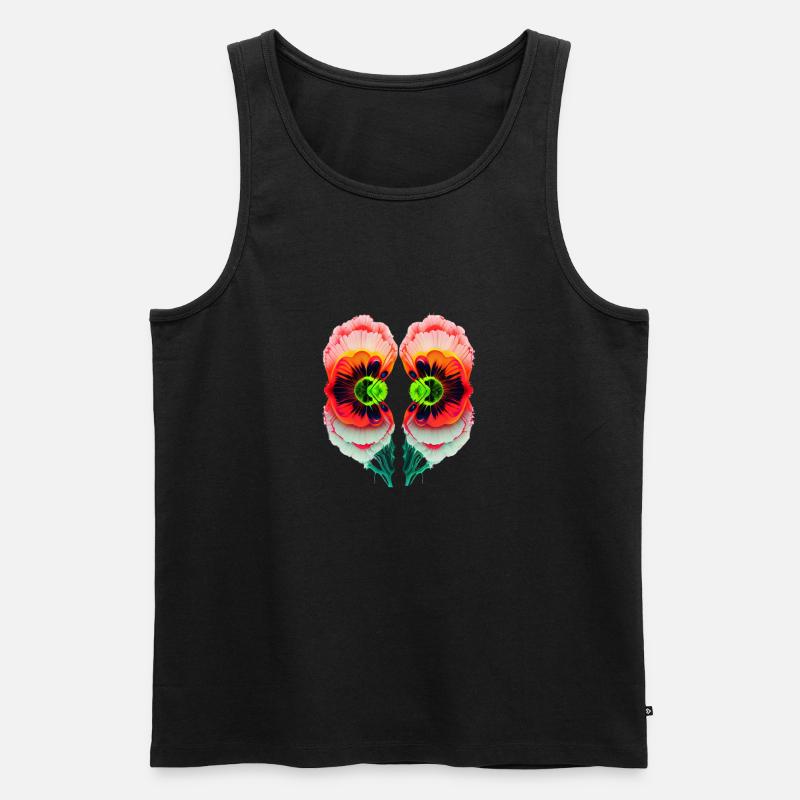 Psychedelische Mohnblüten - Männer Premium Bio Tank Top - Schwarz