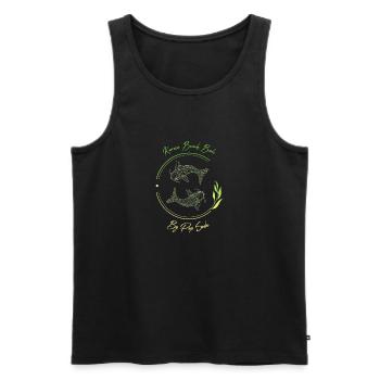 Karma Beach fishes vert jaune - Débardeur bio Premium Homme - noir - Devant - Michal (187cm)