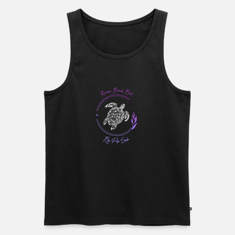 Turtle Karma Beach lila - Männer Premium Bio Tank Top - Schwarz