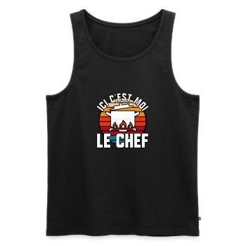 Ici c’est moi le chef - Débardeur bio Premium Homme - noir - Devant - Michal (187cm)