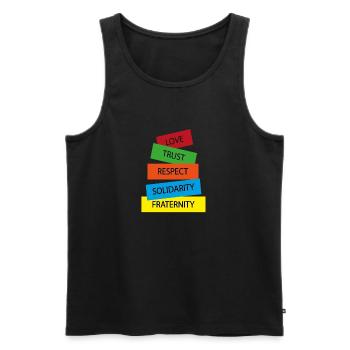 humanitarian values - Men's Premium Organic Tank Top - black - Front - AI Model Male 178 light (178cm)
